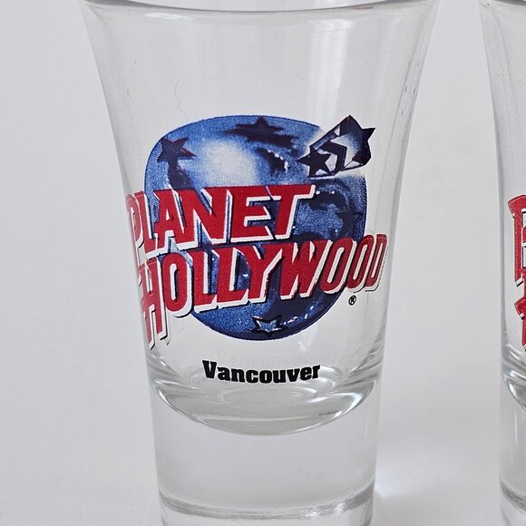 Planet Hollywood Shot Glasses 3.5" Tall - Vancouver, Las Vegas, Seattle, Puerto - Picture 2 of 6